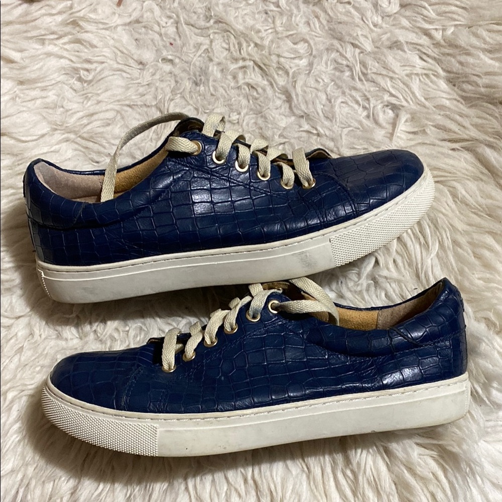 Jack Rogers Rory‎ Croc Embossed Sneaker Size 7.5M, Midnight Navy